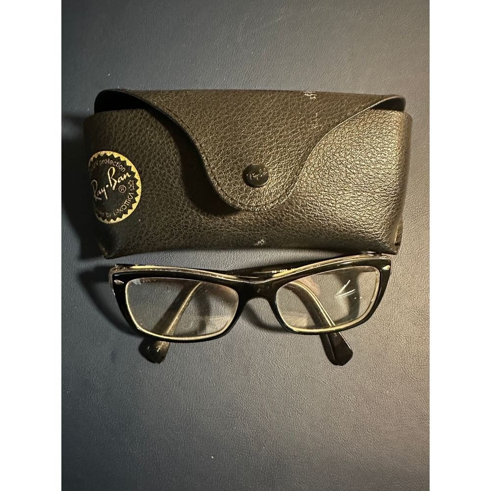 Ray-Ban RB 5268 Black Rectangular Cat Eye Eyeglasses with Case